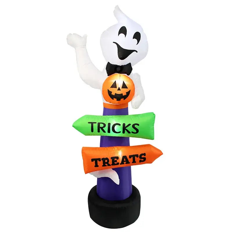 Halloween Ghost Inflatable Yard Decor with Tricks & Treats Sign