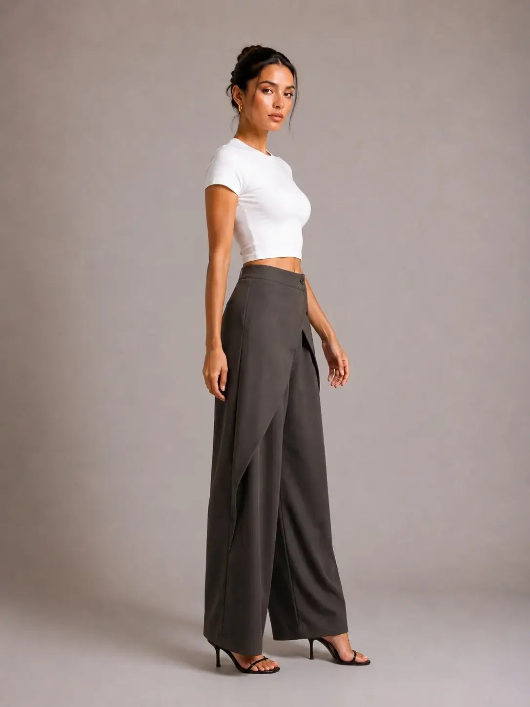 Women’s Asymmetrical Wrap Waist Wide Leg Pants