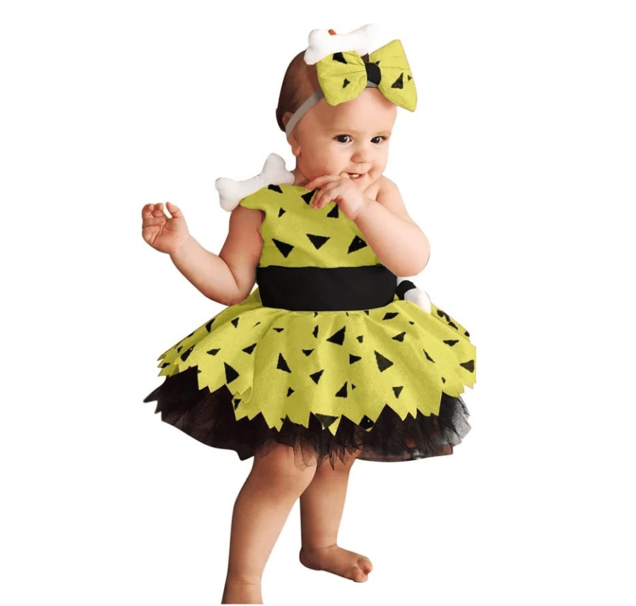 Kids Caveman Halloween Costume Dress with Bone Headband