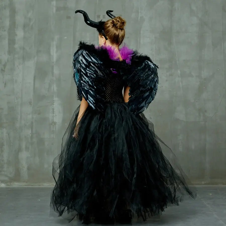 Girls Dark Fairy Halloween Costume with Wings
