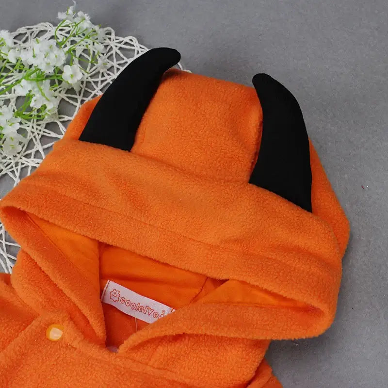 Baby Pumpkin Halloween Hooded Romper