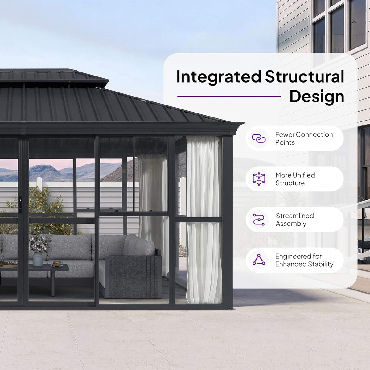 12' × 16' Luxury Panoramic Solarium with Sliding Doors