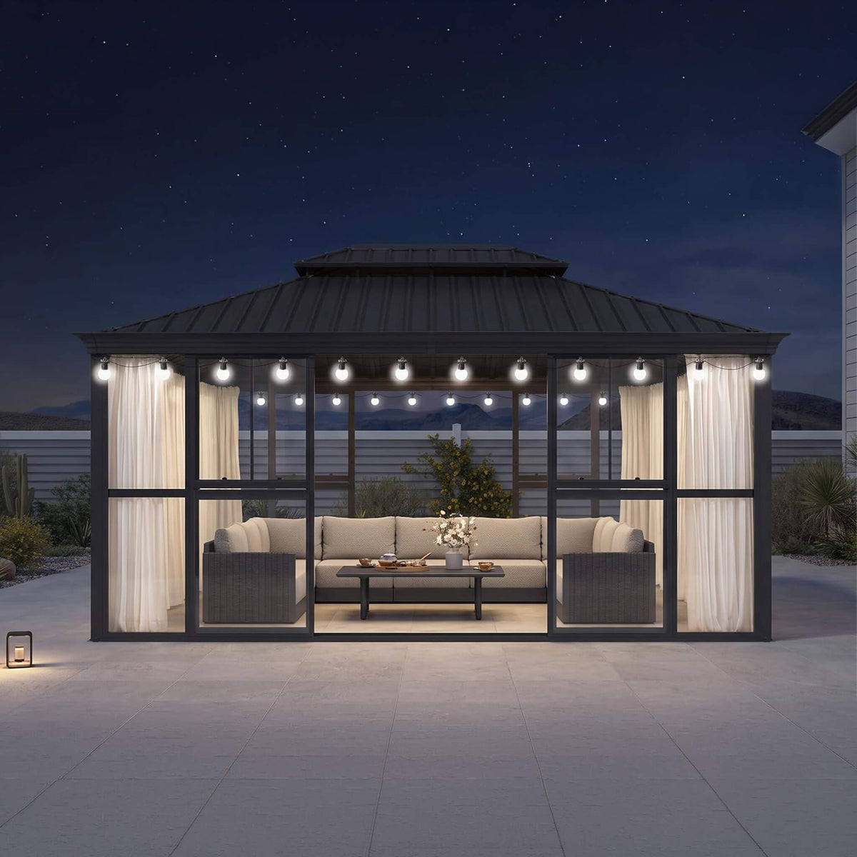 12' × 16' Luxury Panoramic Solarium with Sliding Doors