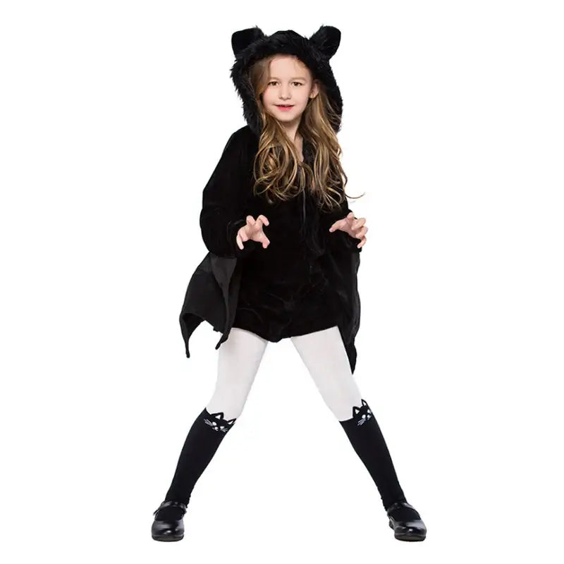 Girls Black Bat Halloween Costume