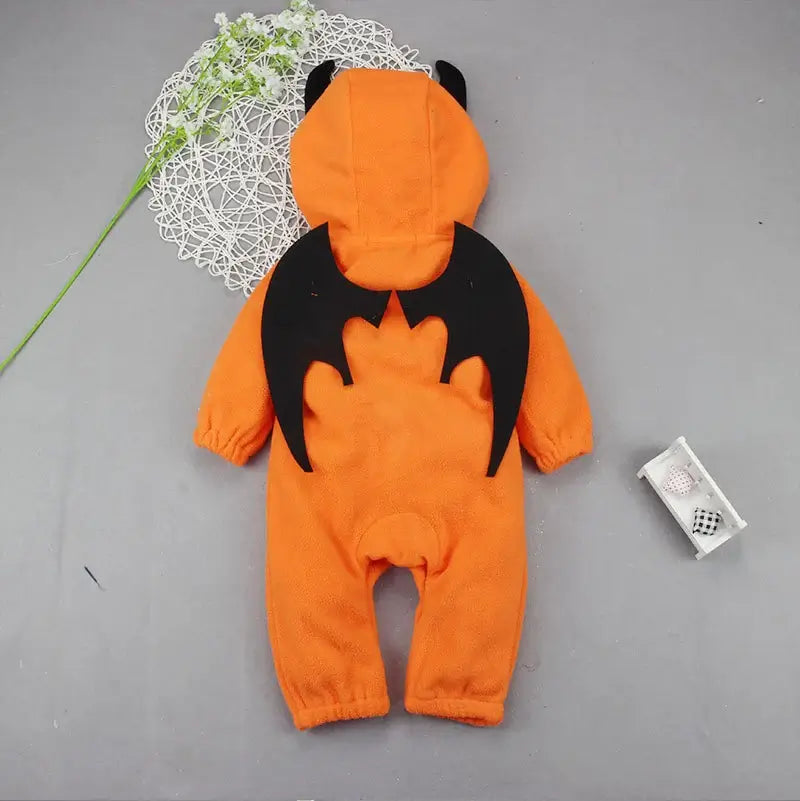 Baby Pumpkin Halloween Hooded Romper
