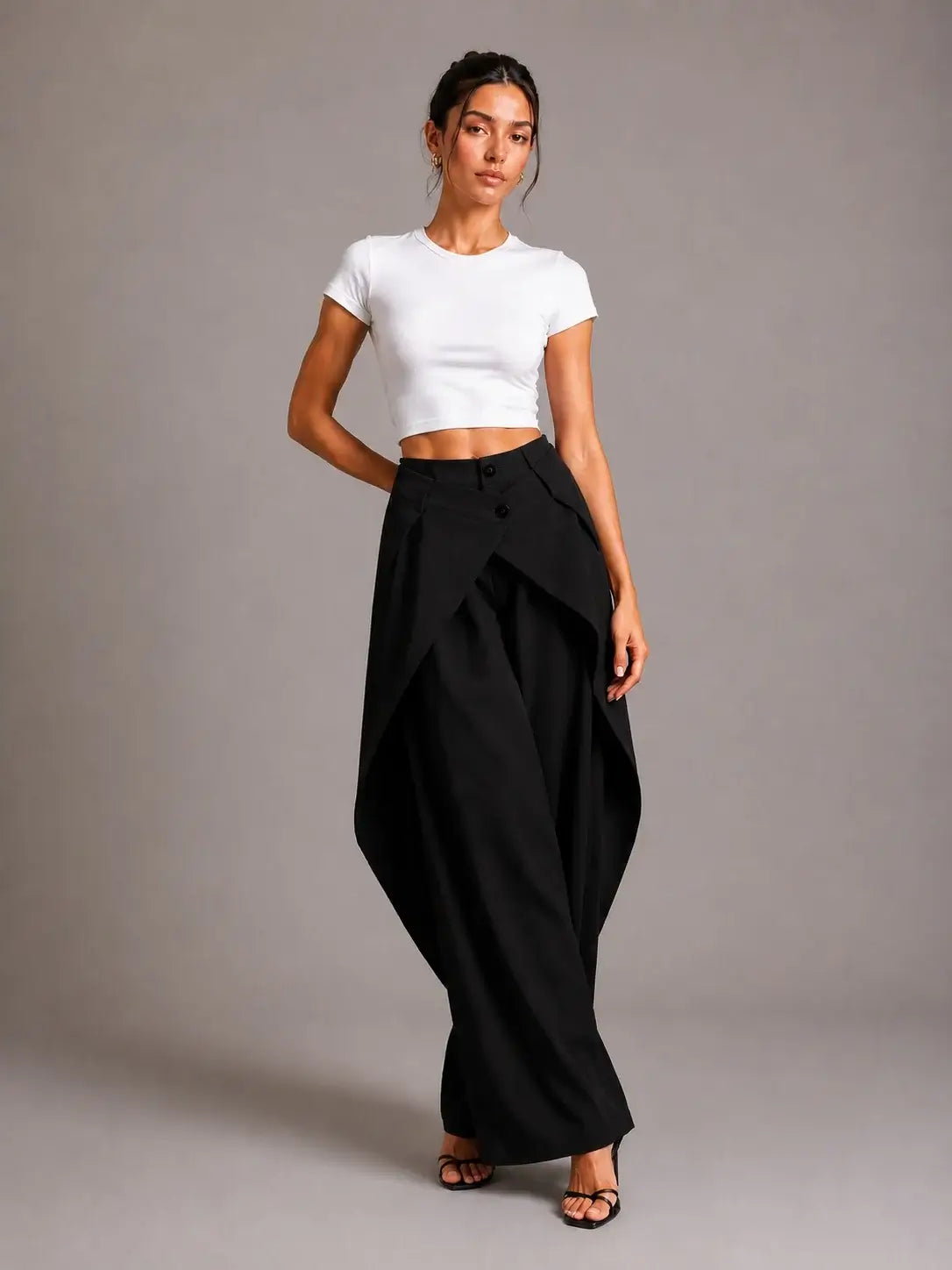 Women’s Asymmetrical Wrap Waist Wide Leg Pants