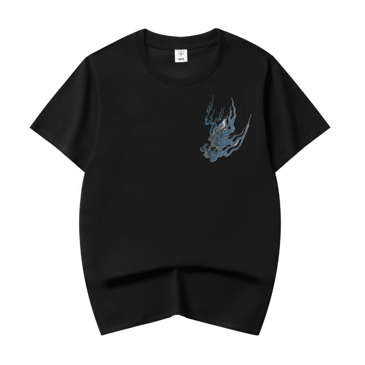Flaming White Tiger Embroidered T-Shirt