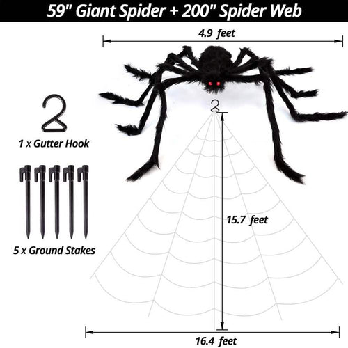 200" Halloween Spider Web with 59" Giant Spider