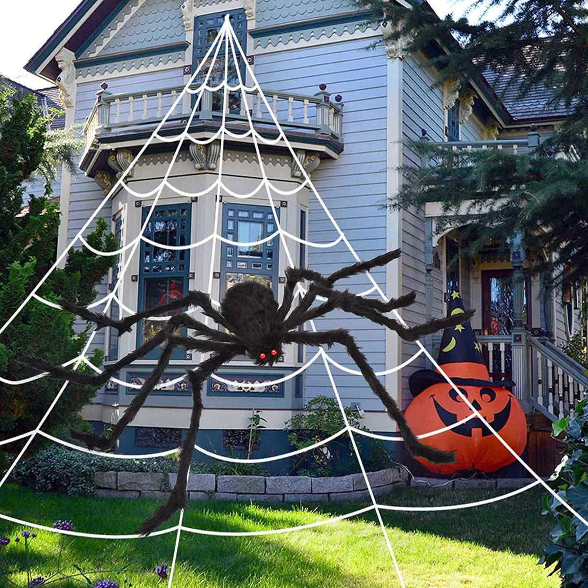 200" Halloween Spider Web with 59" Giant Spider