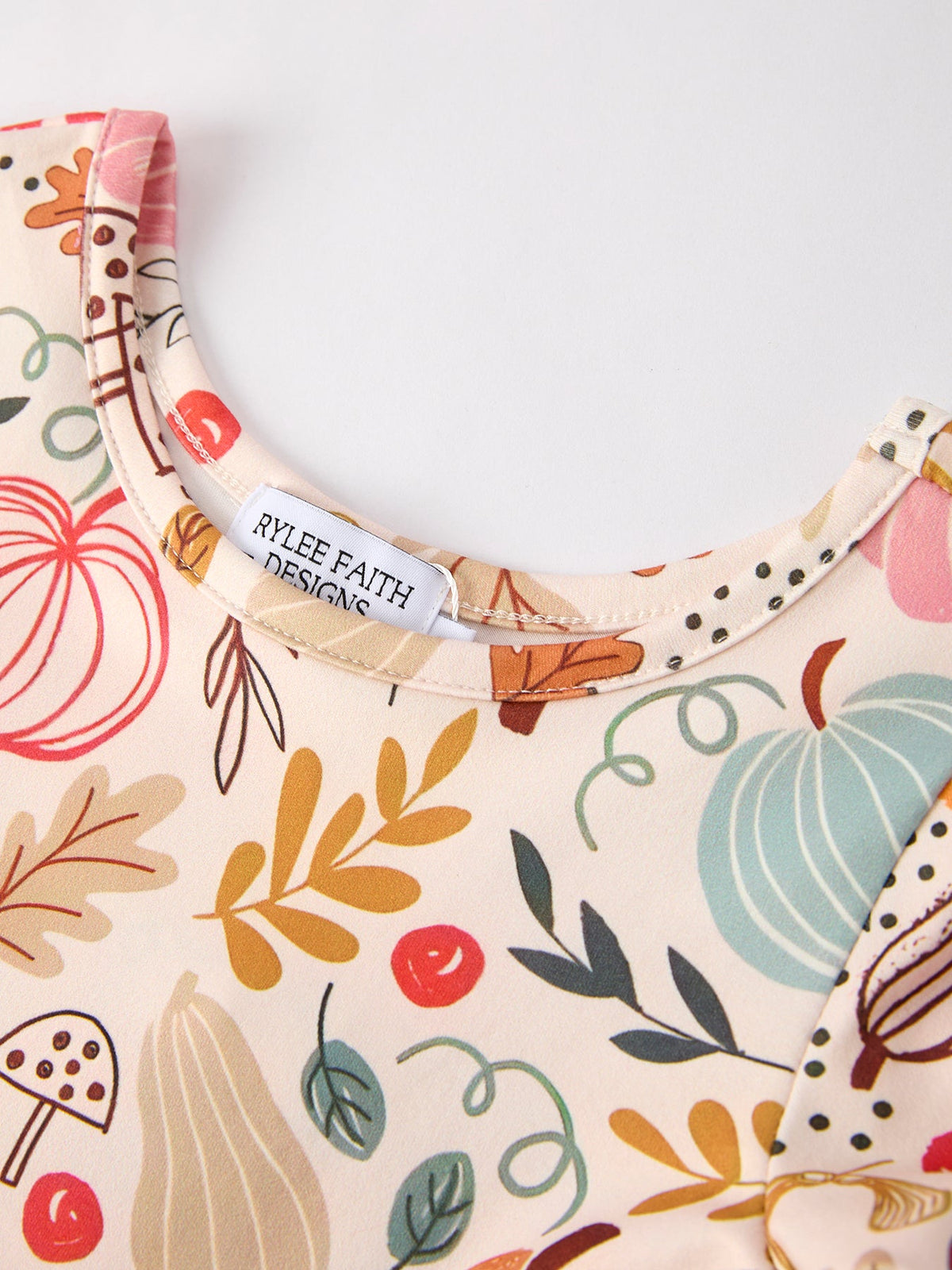 Girls Fall Pumpkin & Leaf Print Twirl Dress