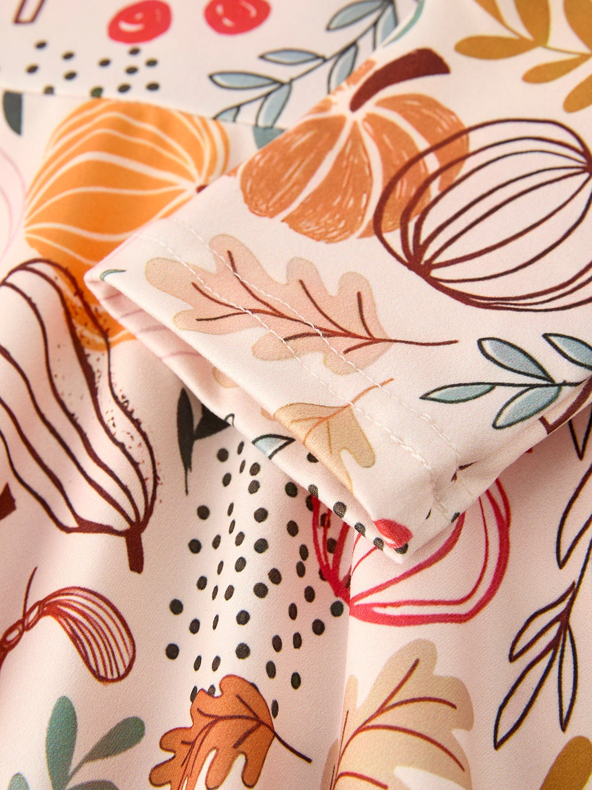 Girls Fall Pumpkin & Leaf Print Twirl Dress