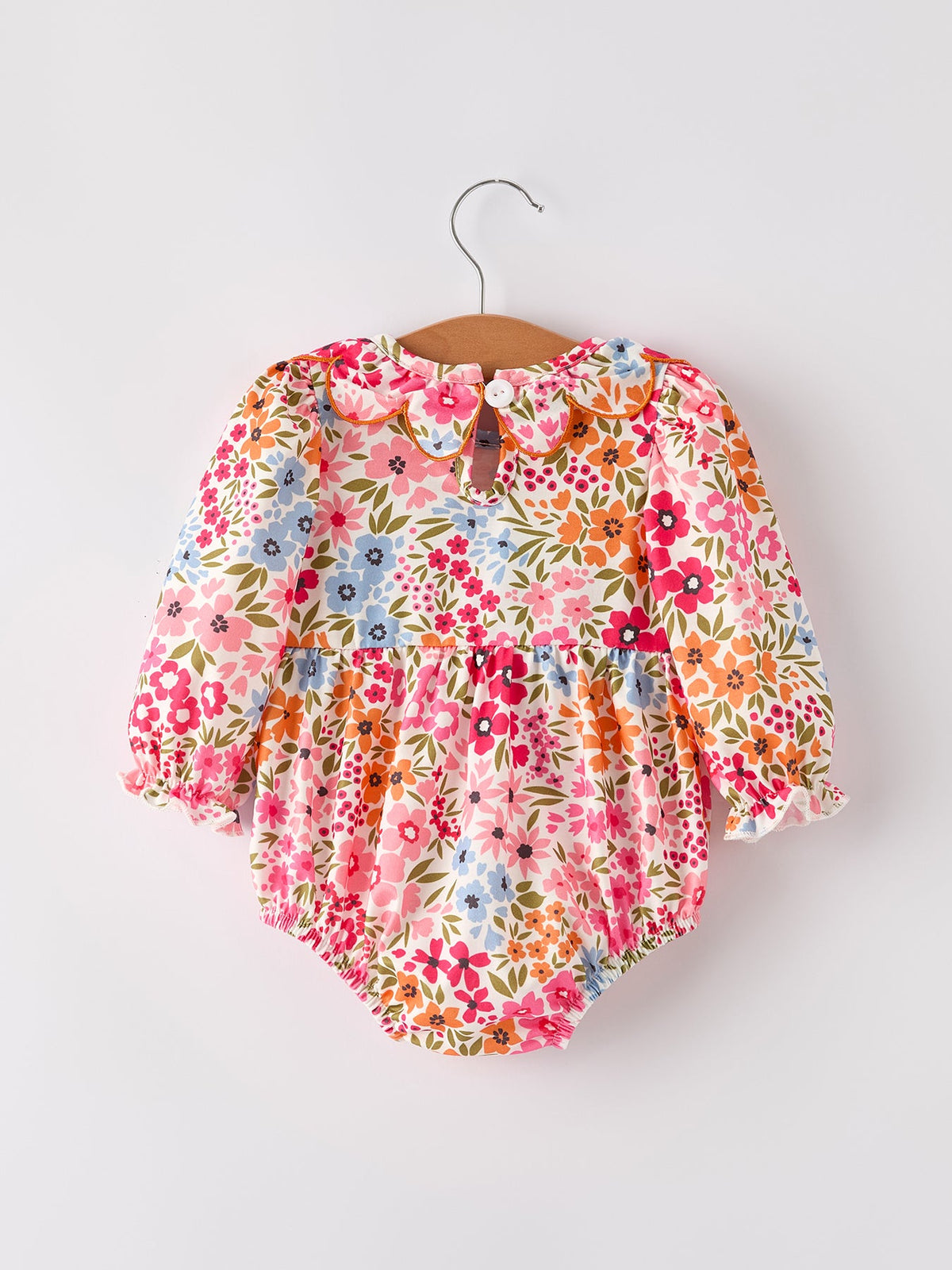 Pumpkin Floral Smocked Romper