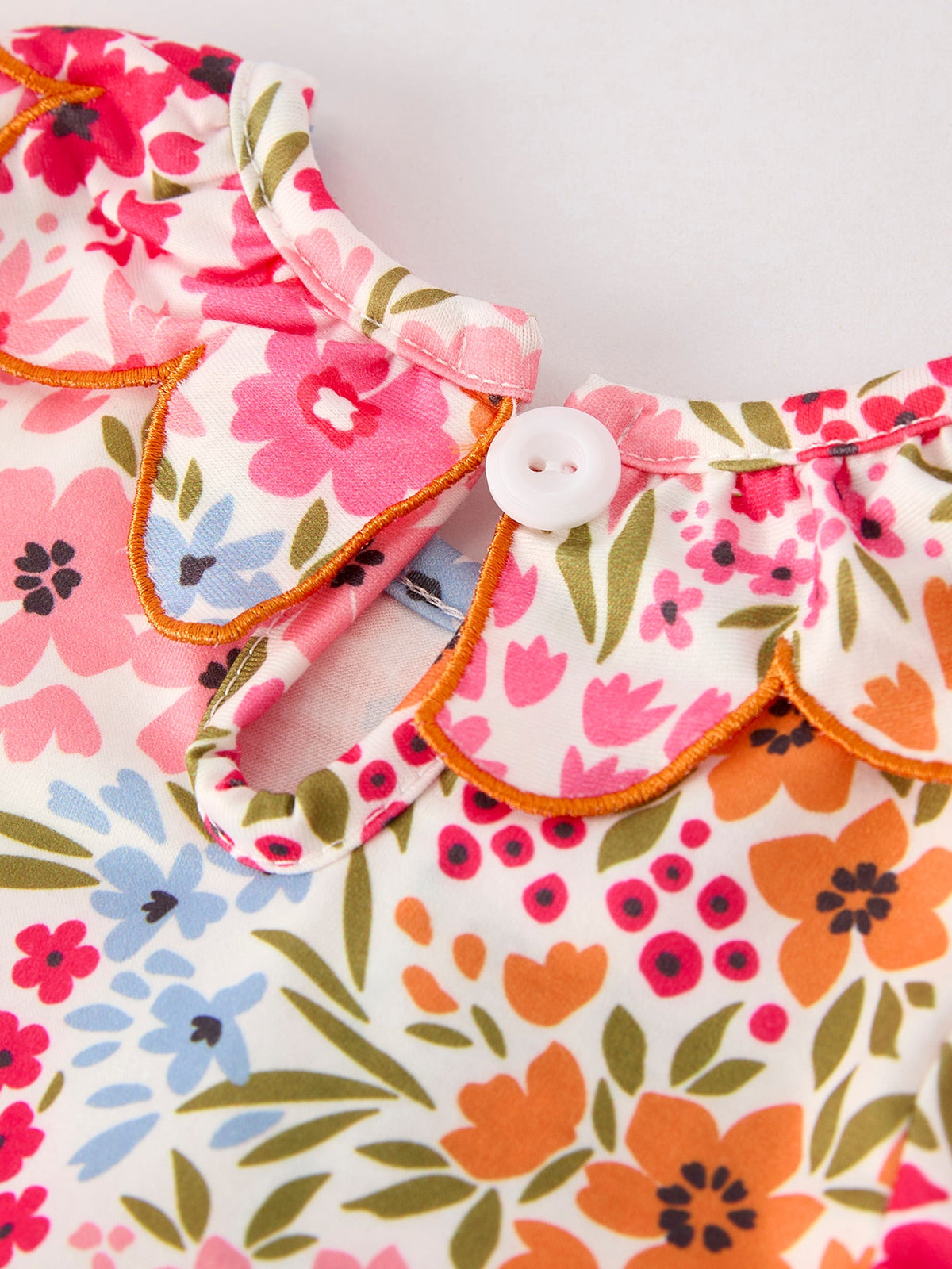 Pumpkin Floral Smocked Romper