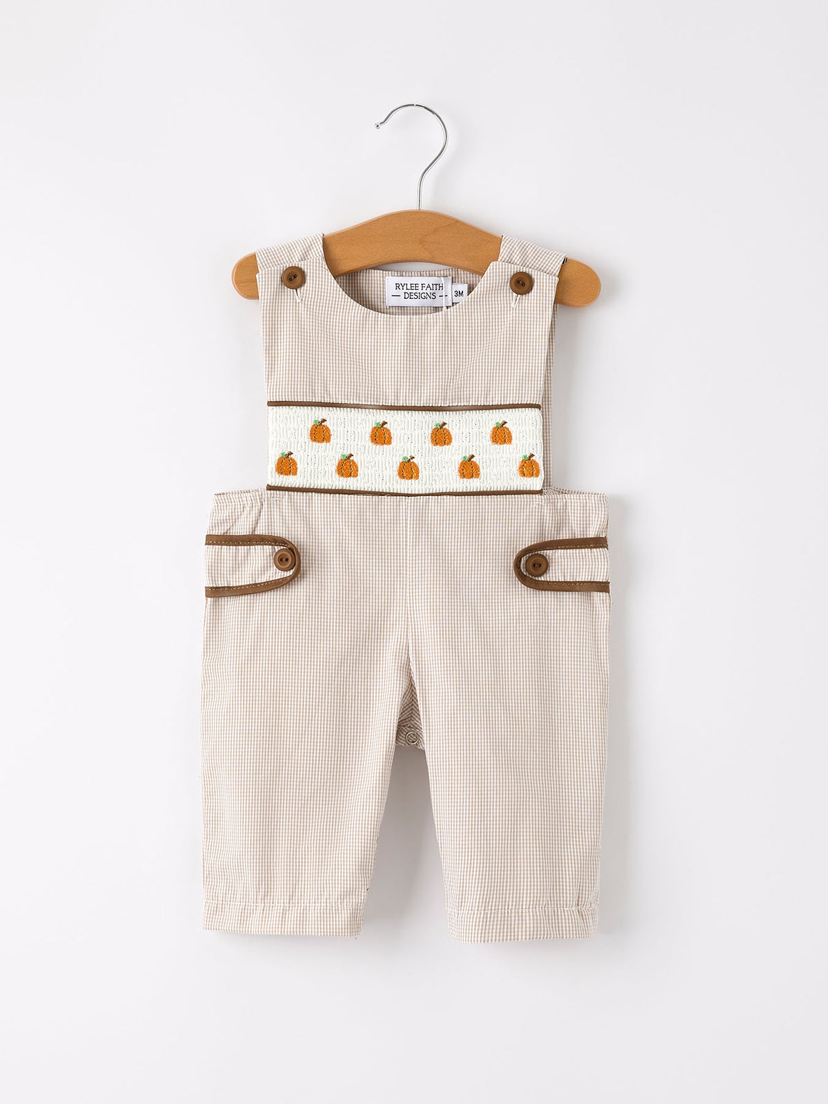 Fall Pumpkin Smocked Embroidered Romper