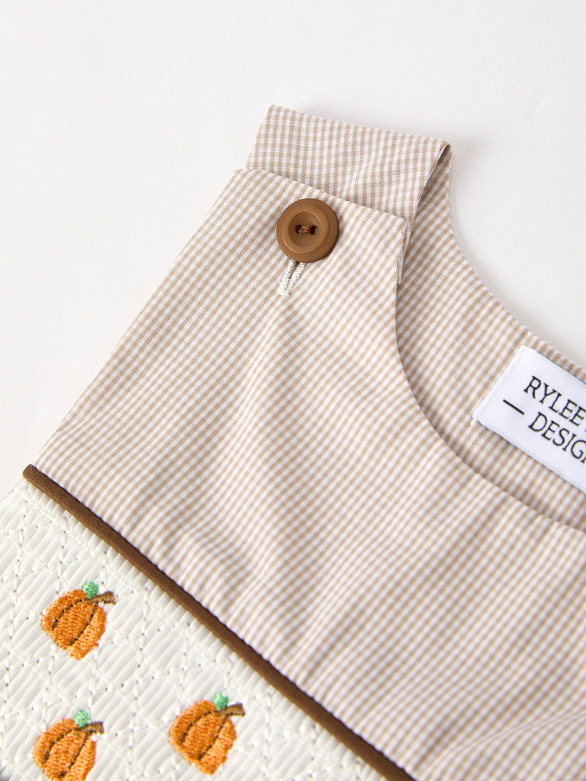 Fall Pumpkin Smocked Embroidered Romper