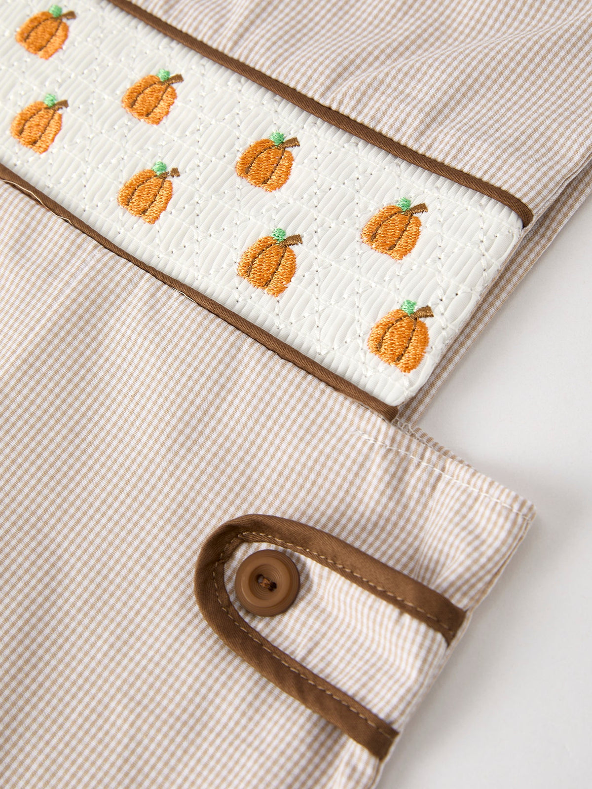 Fall Pumpkin Smocked Embroidered Romper