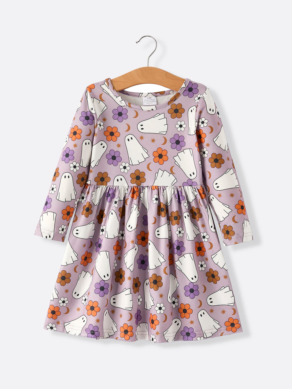 Girls 2-Piece Halloween Ghost & Stripe Dress Set