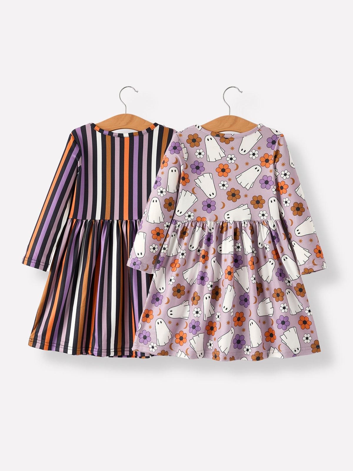 Girls 2-Piece Halloween Ghost & Stripe Dress Set