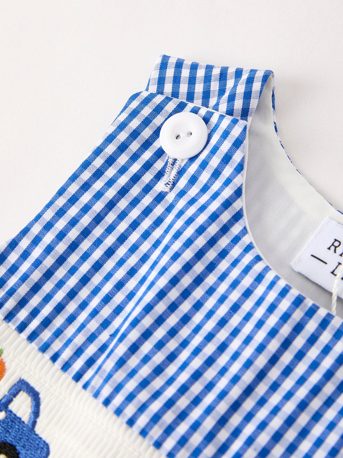 Baby Boys Fall Truck Smocked Gingham Romper