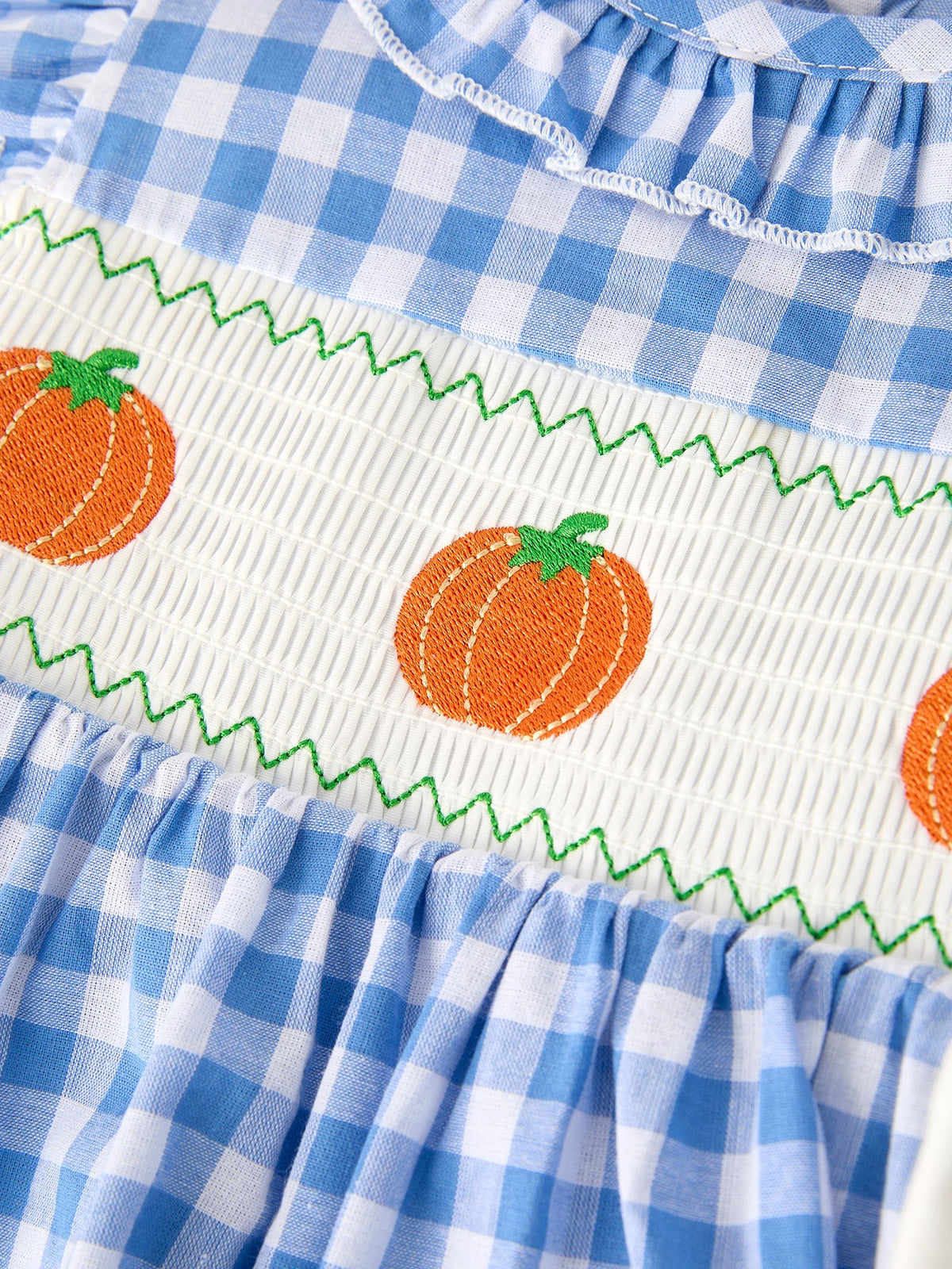 Girls Blue Pumpkin Smocked Fall Dress
