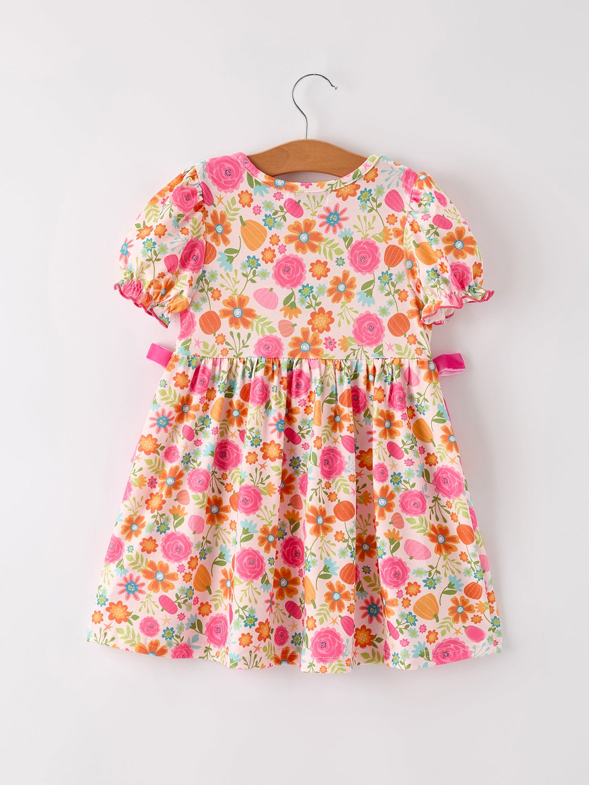 Girls Pumpkin Embroidered Fall Dress