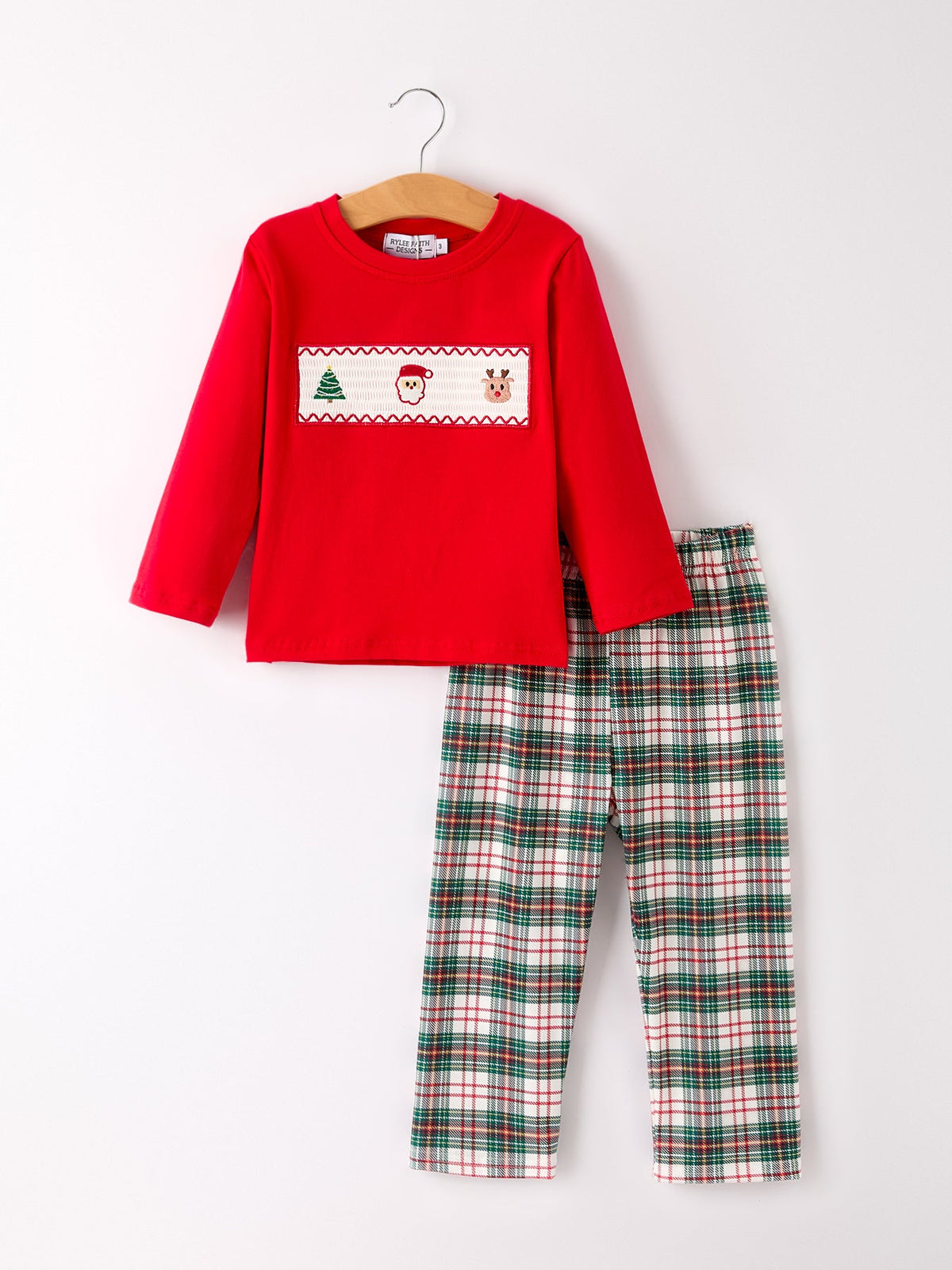 Boys Christmas Plaid Smocked Outfit Set