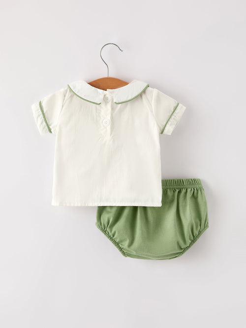 Applique Plaid Boys Bloomers Romper Set