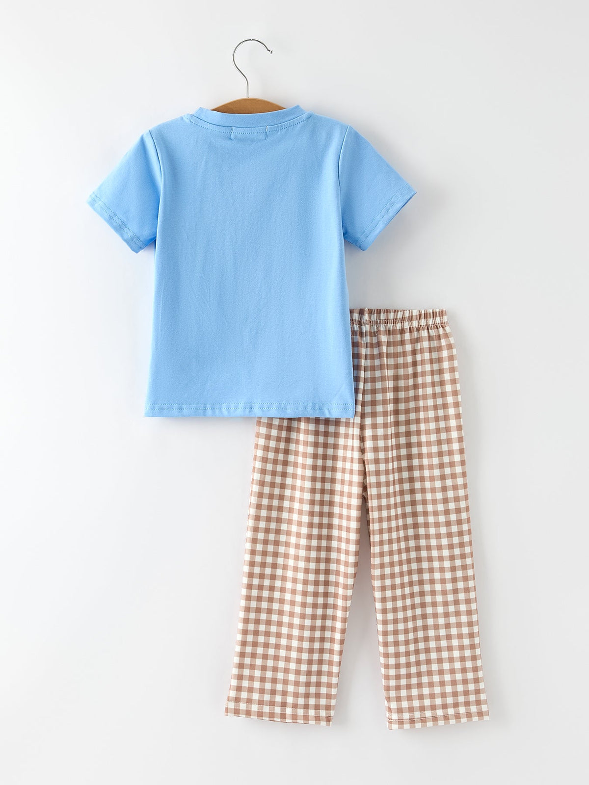 Boys Christmas Gingerbread Plaid Outfit Set