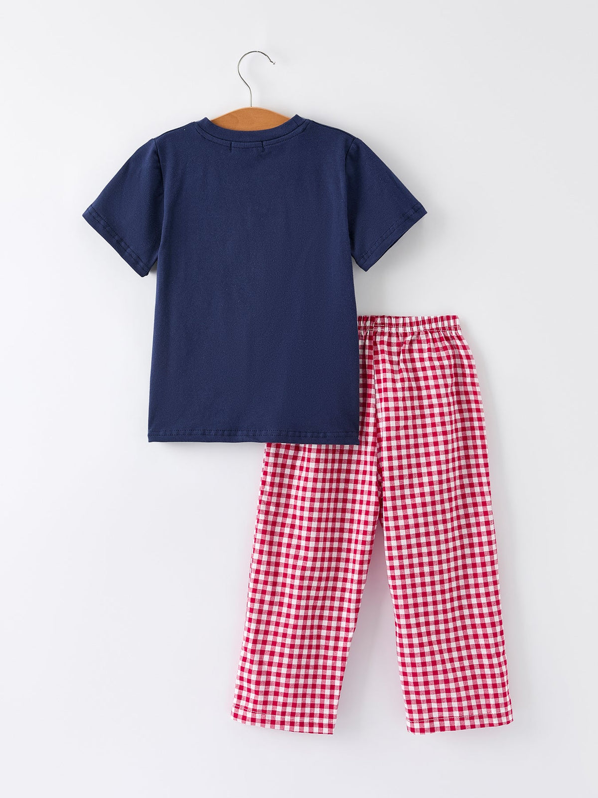 Boys Christmas Santa Sleigh Top & Plaid Pants Set