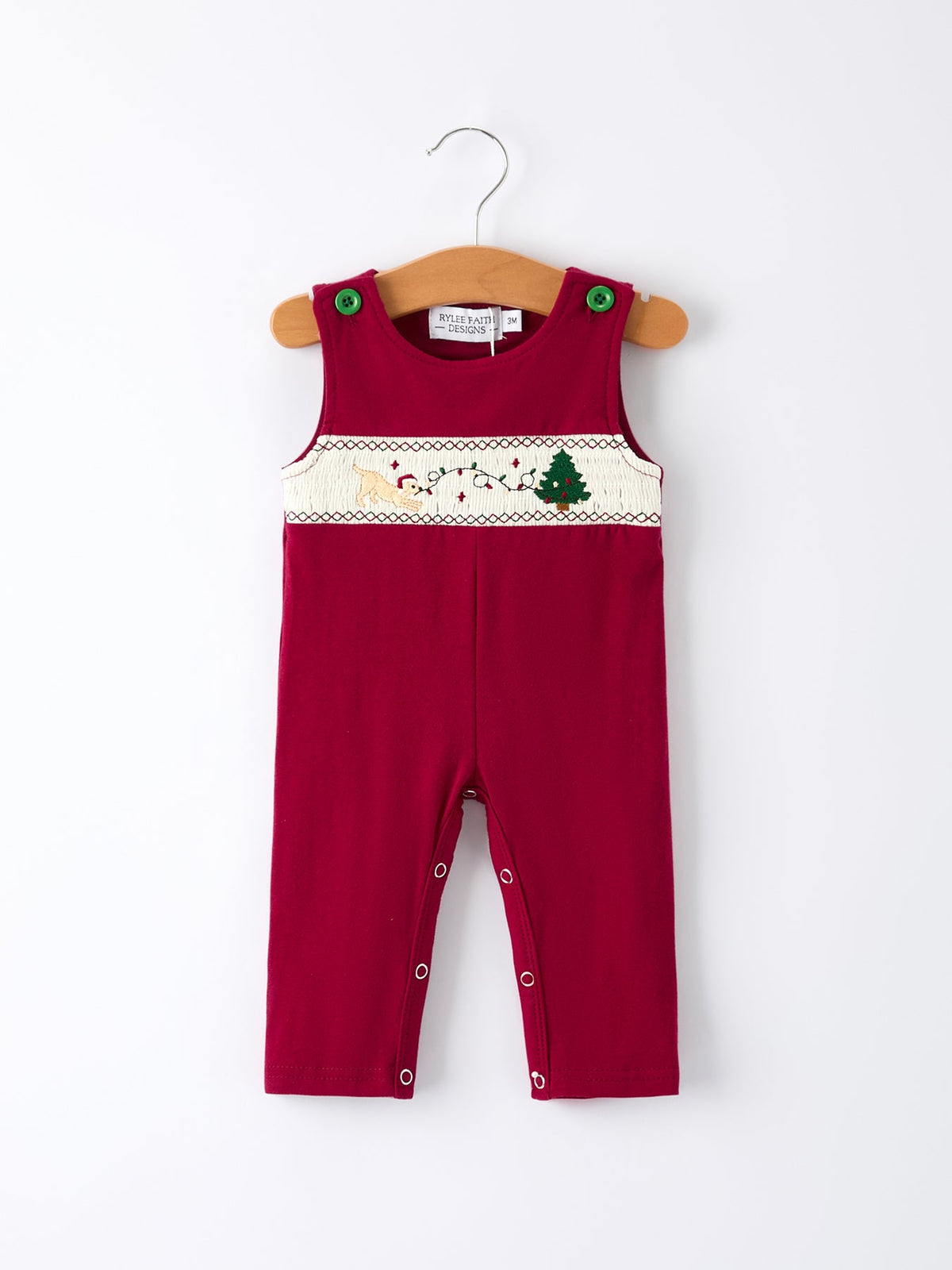 Baby Boys Christmas Dog Smocked Romper