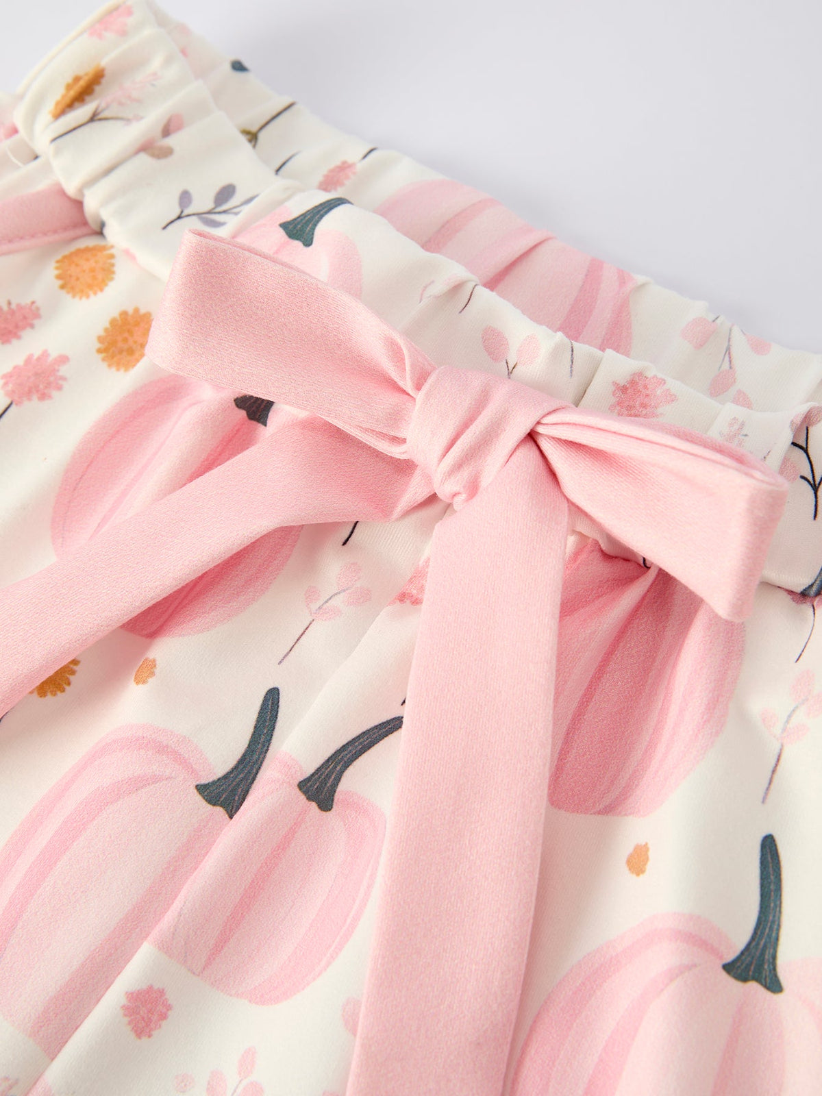 Girls Pink Pumpkin Floral Pajama Set
