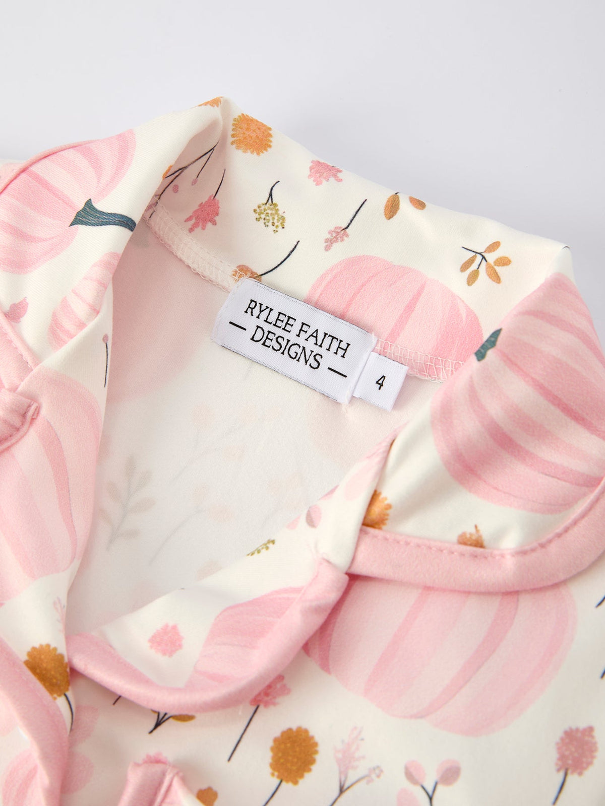 Girls Pink Pumpkin Floral Pajama Set