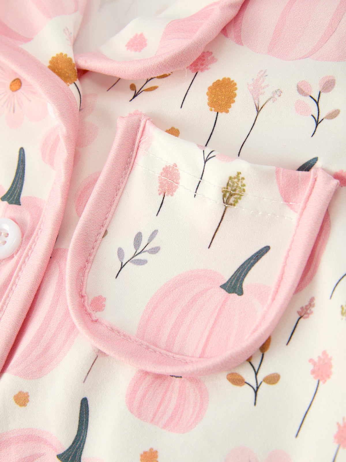 Girls Pink Pumpkin Floral Pajama Set
