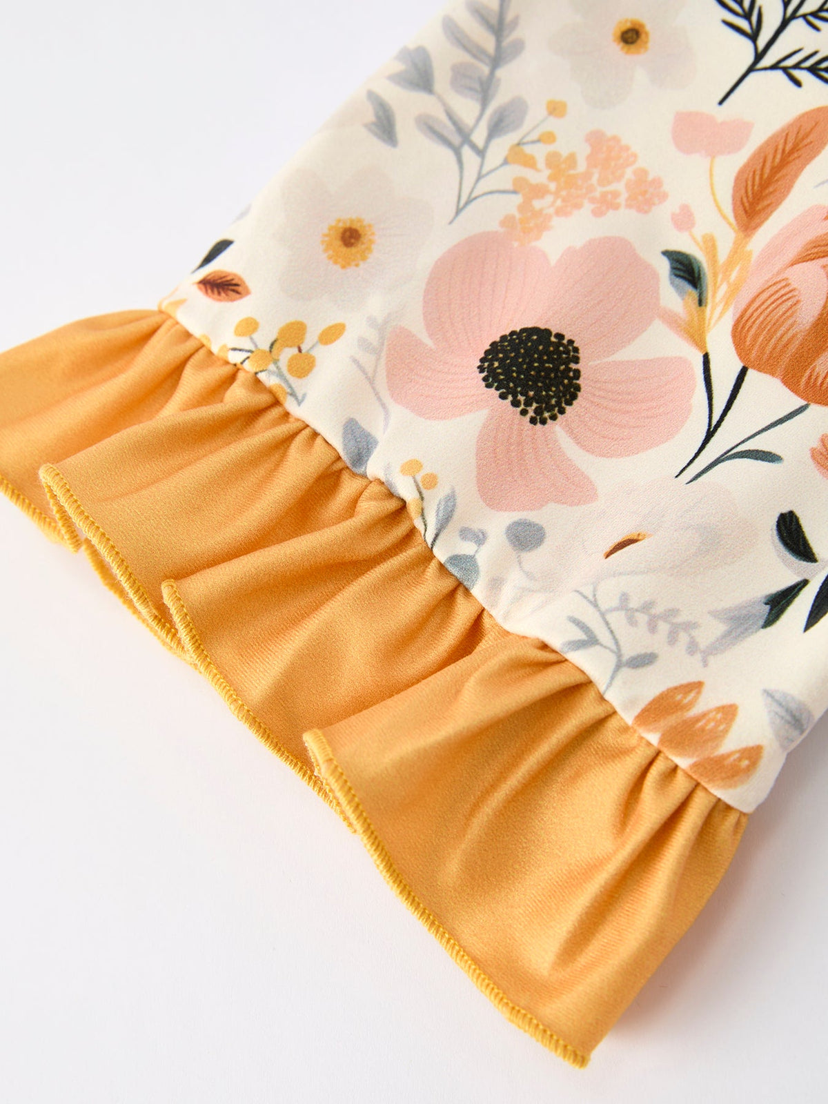 Girls Fall Floral Ruffle Pajama Set