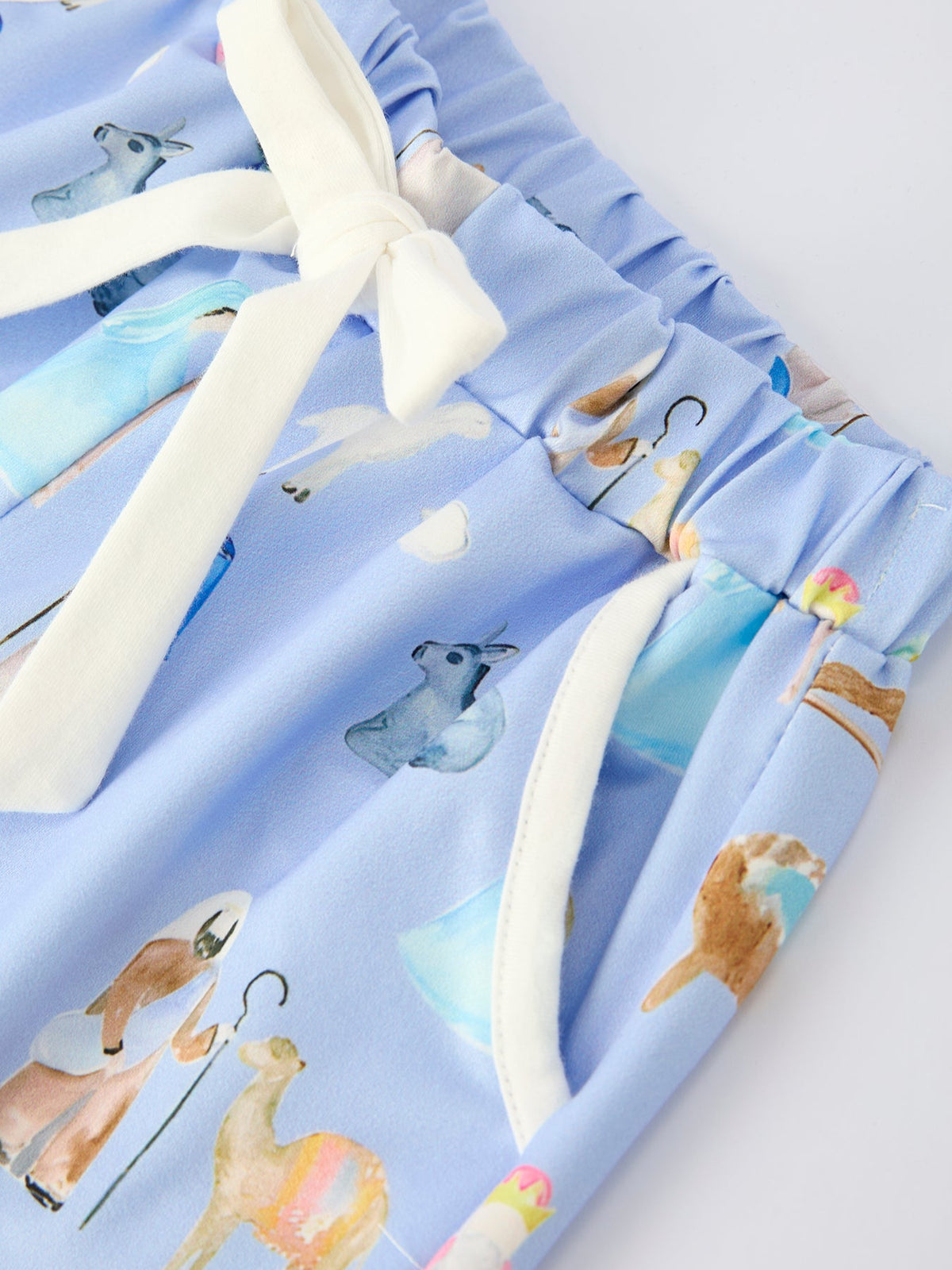 Girls Blue Christmas Nativity Pajama Set