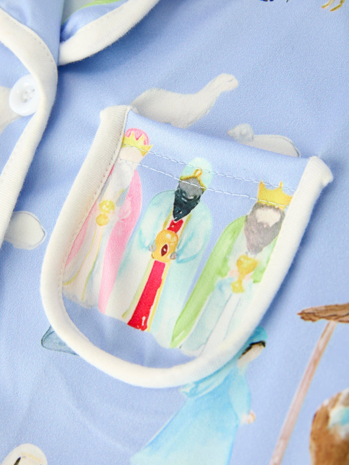 Girls Blue Christmas Nativity Pajama Set