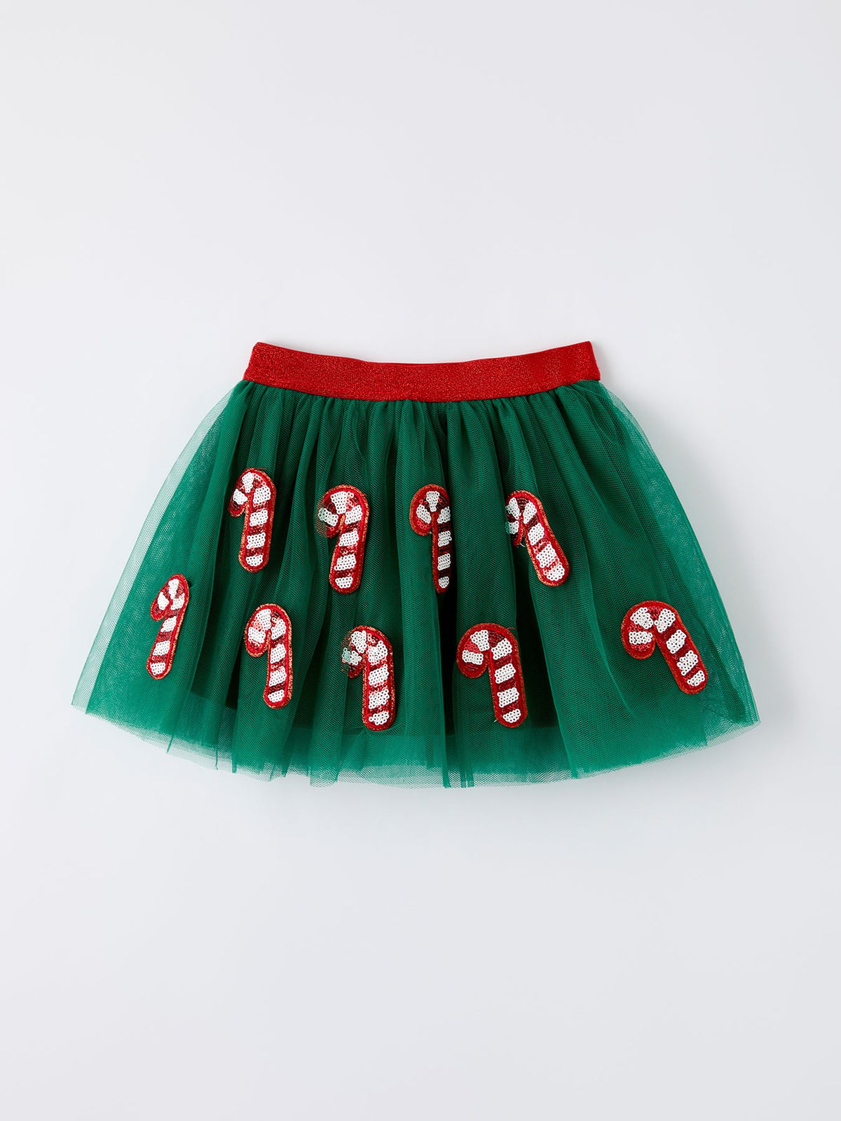 Christmas Candy Cane Sequin Tulle Skirt