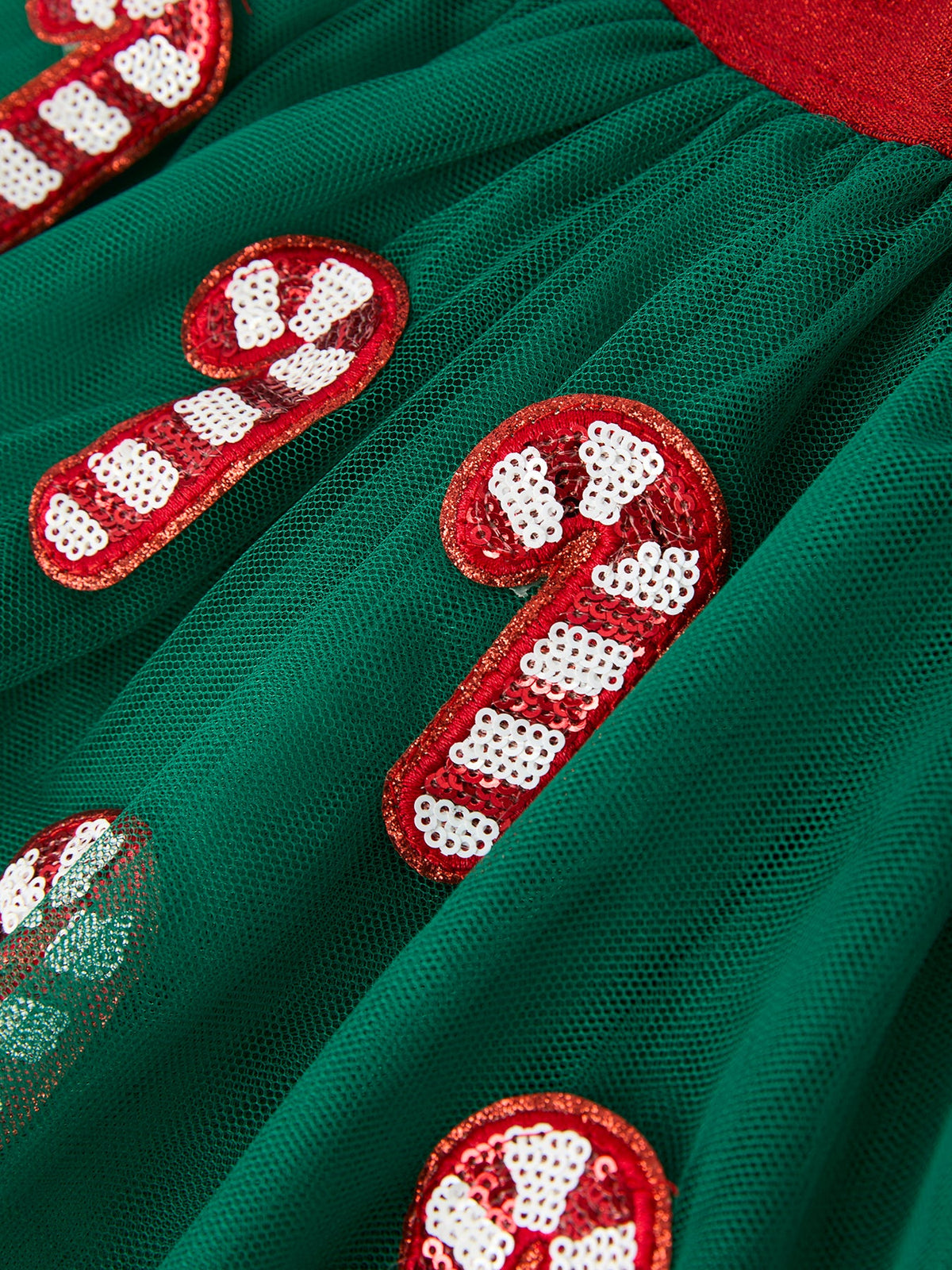 Christmas Candy Cane Sequin Tulle Skirt