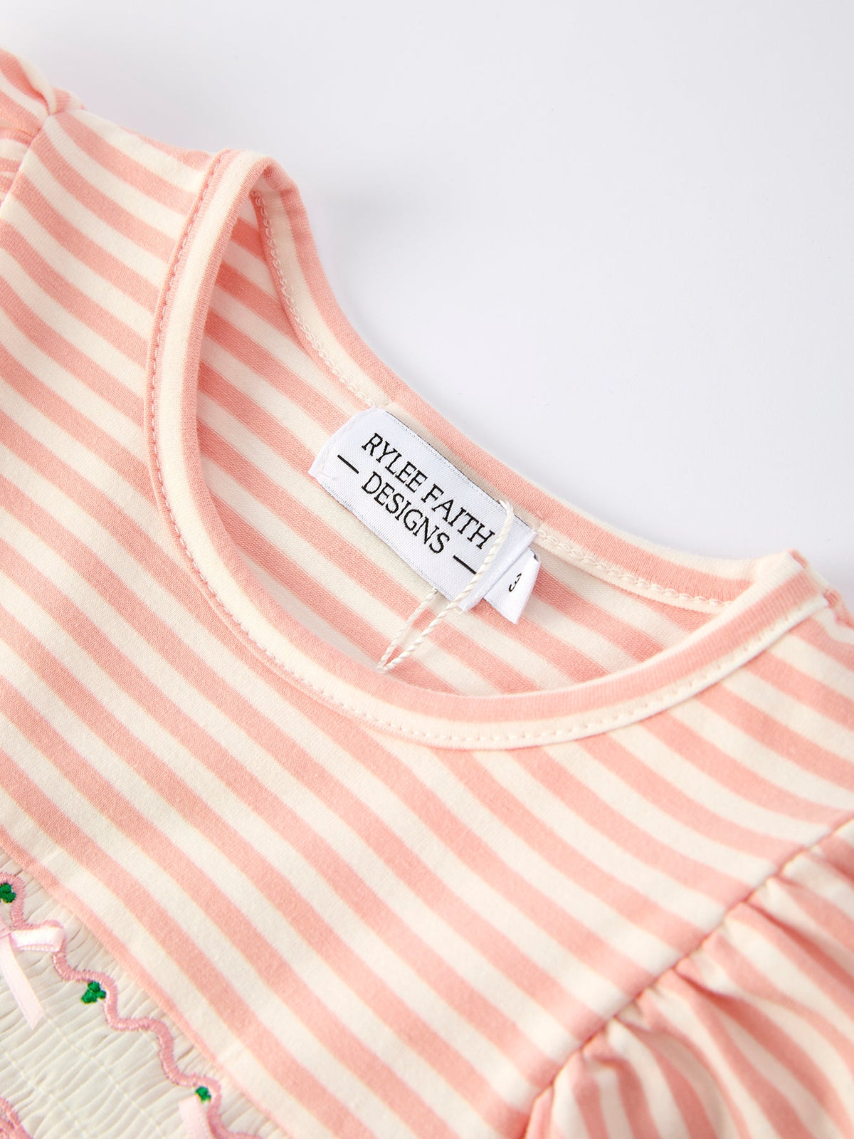 Girls Christmas Tree Smocked Stripe Dress