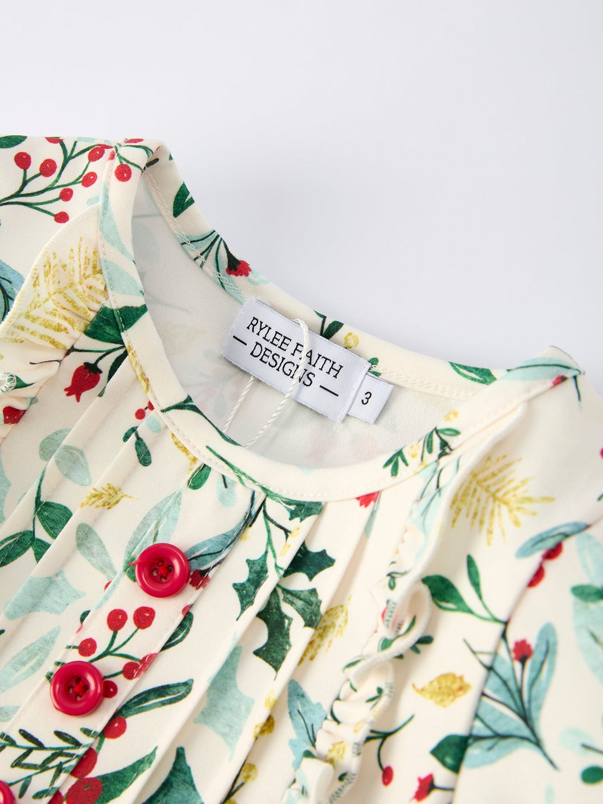 Girls Christmas Floral Bow Dress with Pockets