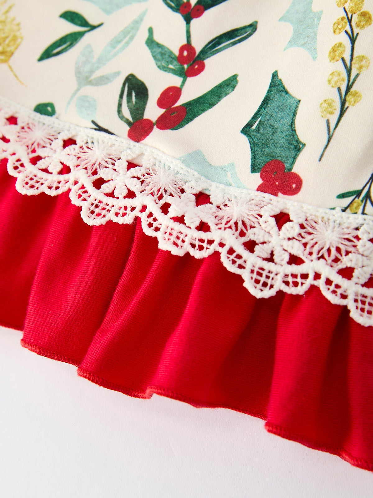 Girls Christmas Floral Bow Dress with Pockets