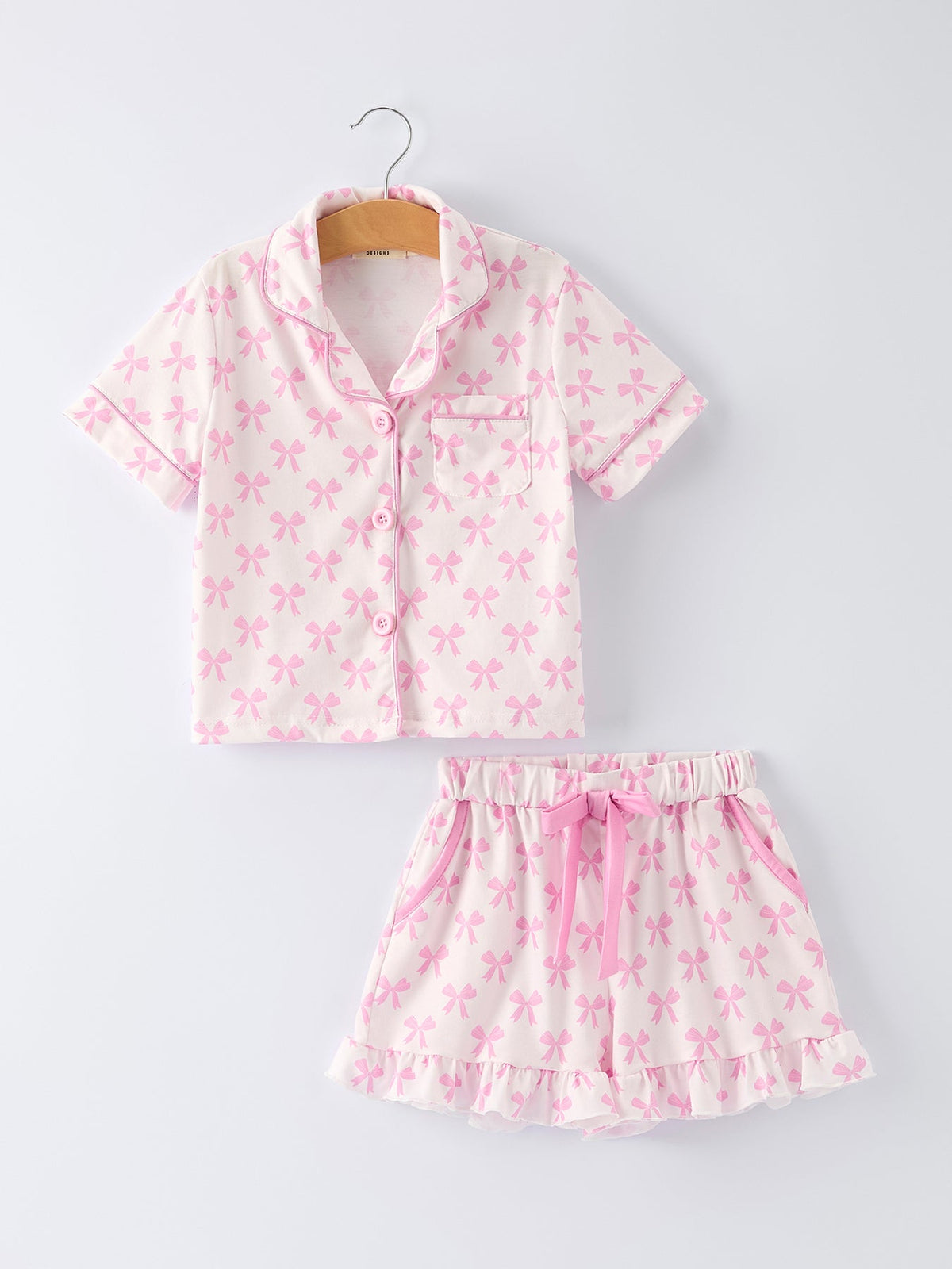 Mommy & Me Pink Bow Ruffle Pajama Set