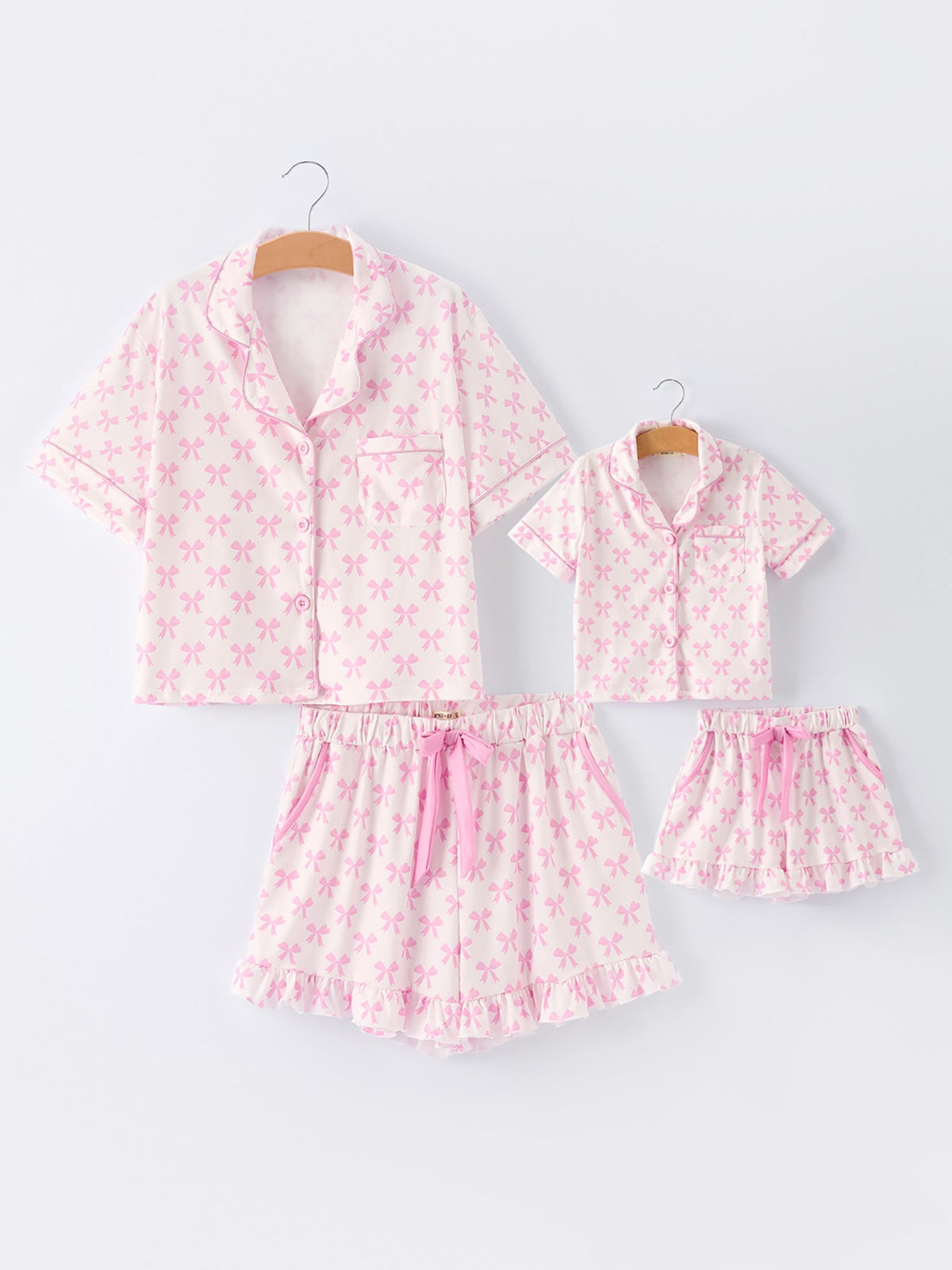 Mommy & Me Pink Bow Ruffle Pajama Set