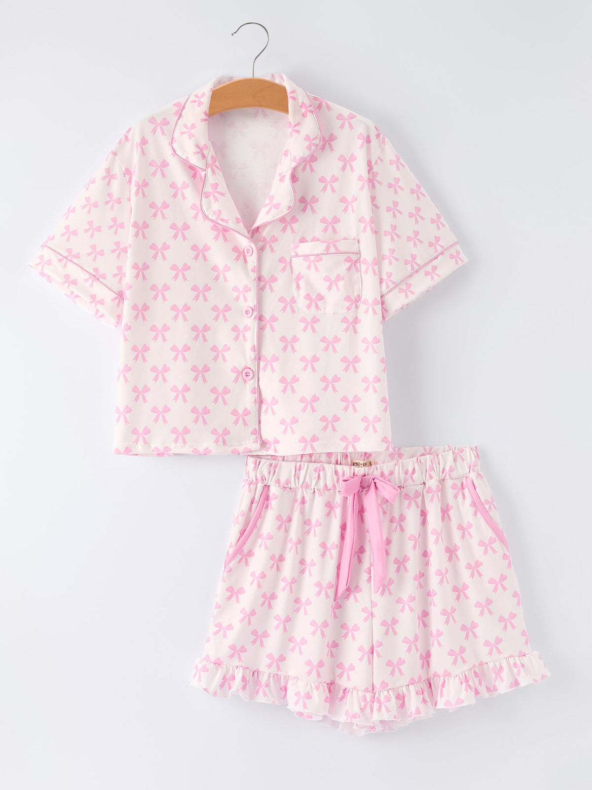 Mommy & Me Pink Bow Ruffle Pajama Set