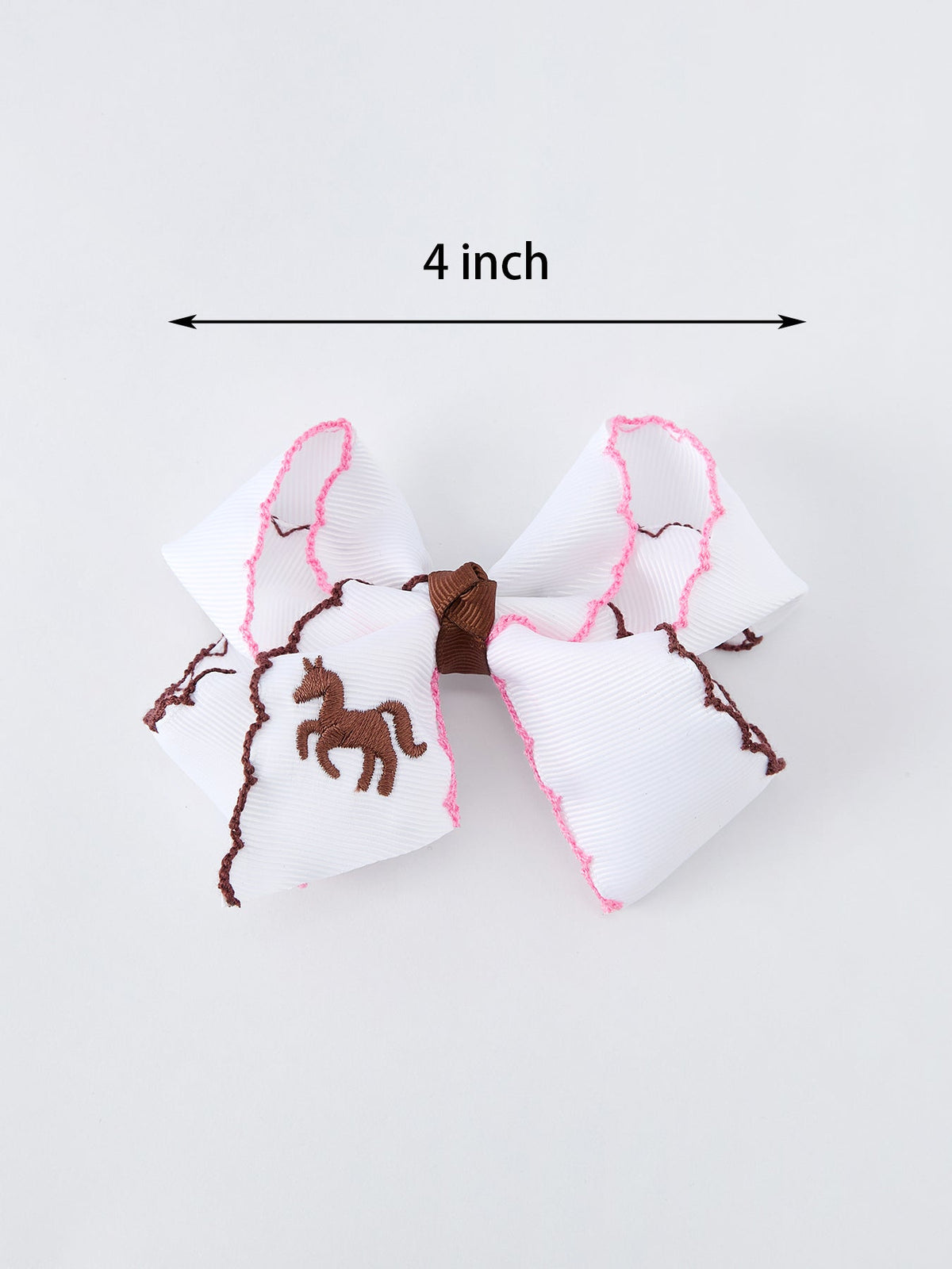 Girls Western Horse Embroidered Ruffle Hair Bow
