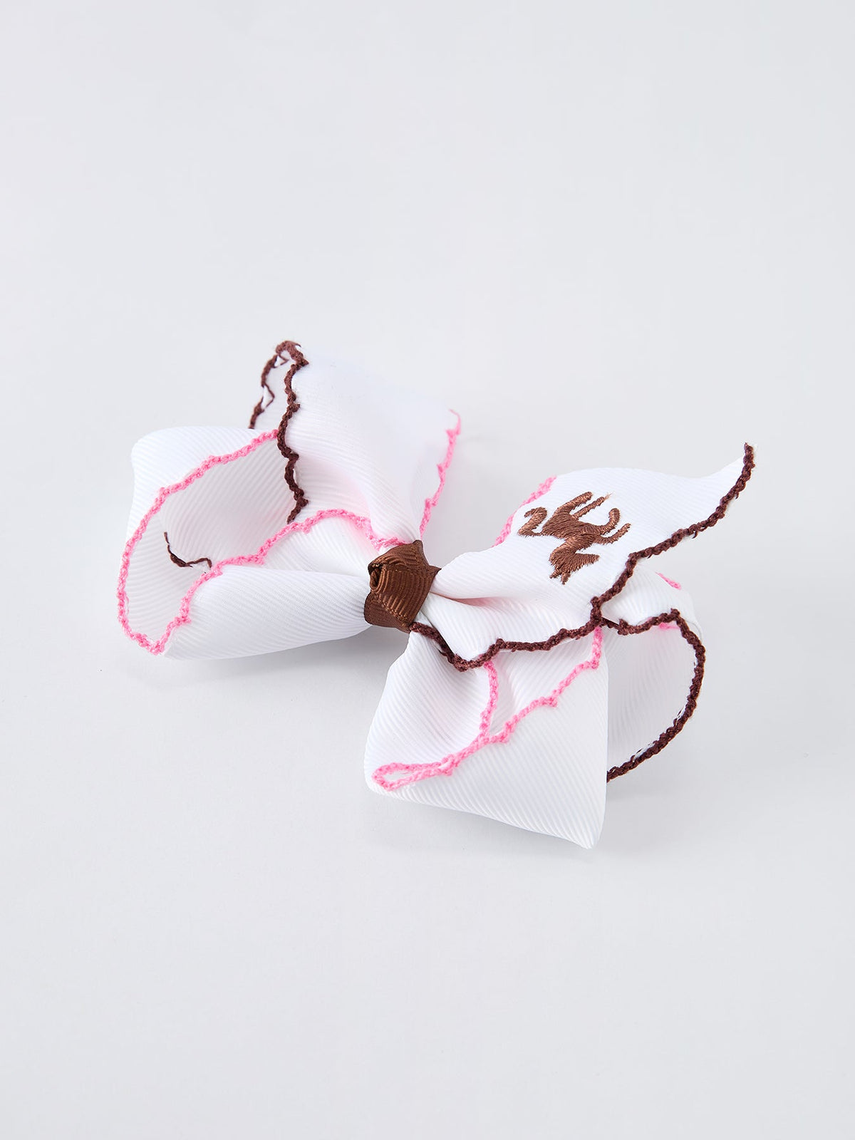 Girls Western Horse Embroidered Ruffle Hair Bow