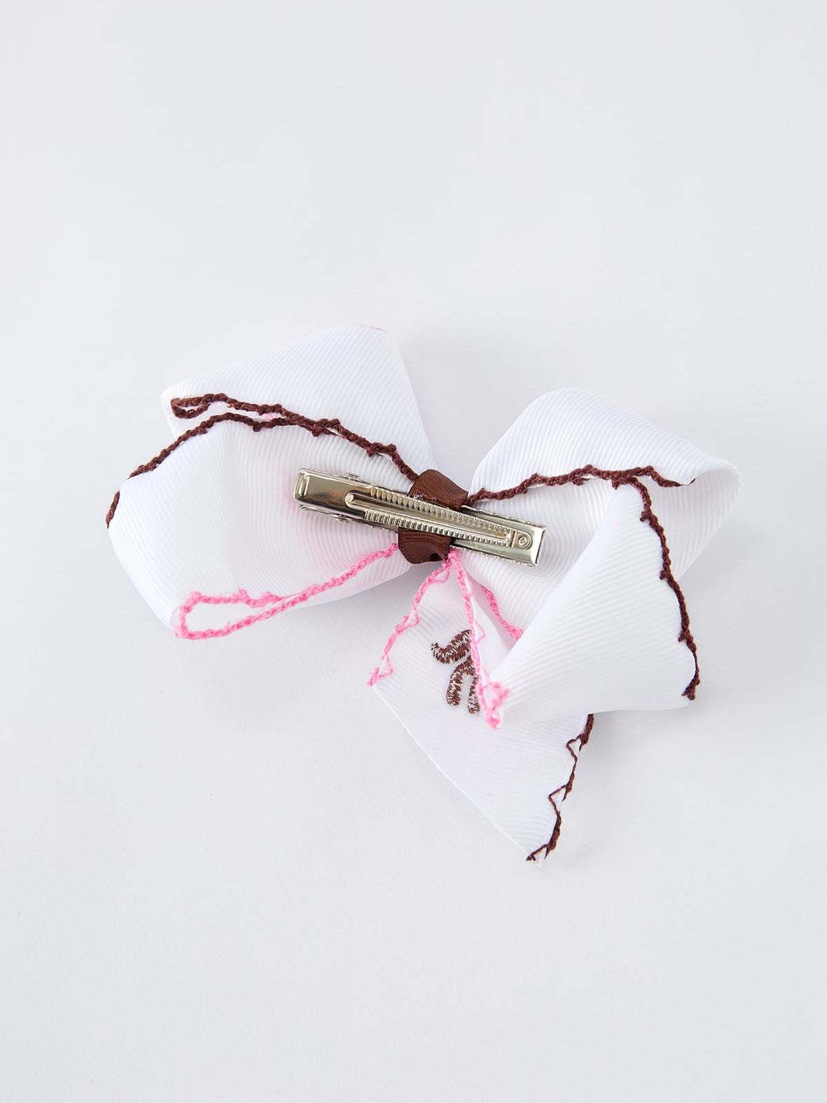 Girls Western Horse Embroidered Ruffle Hair Bow