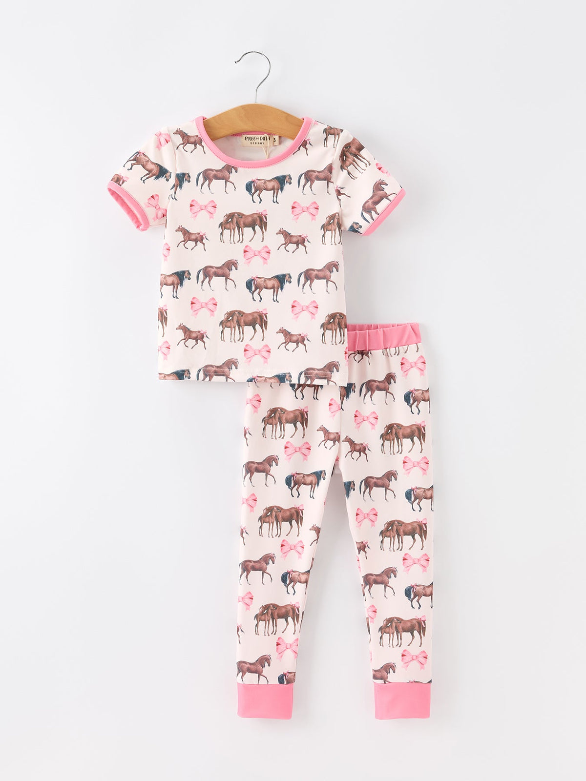 Girls Western Horse & Bow Pajama Set