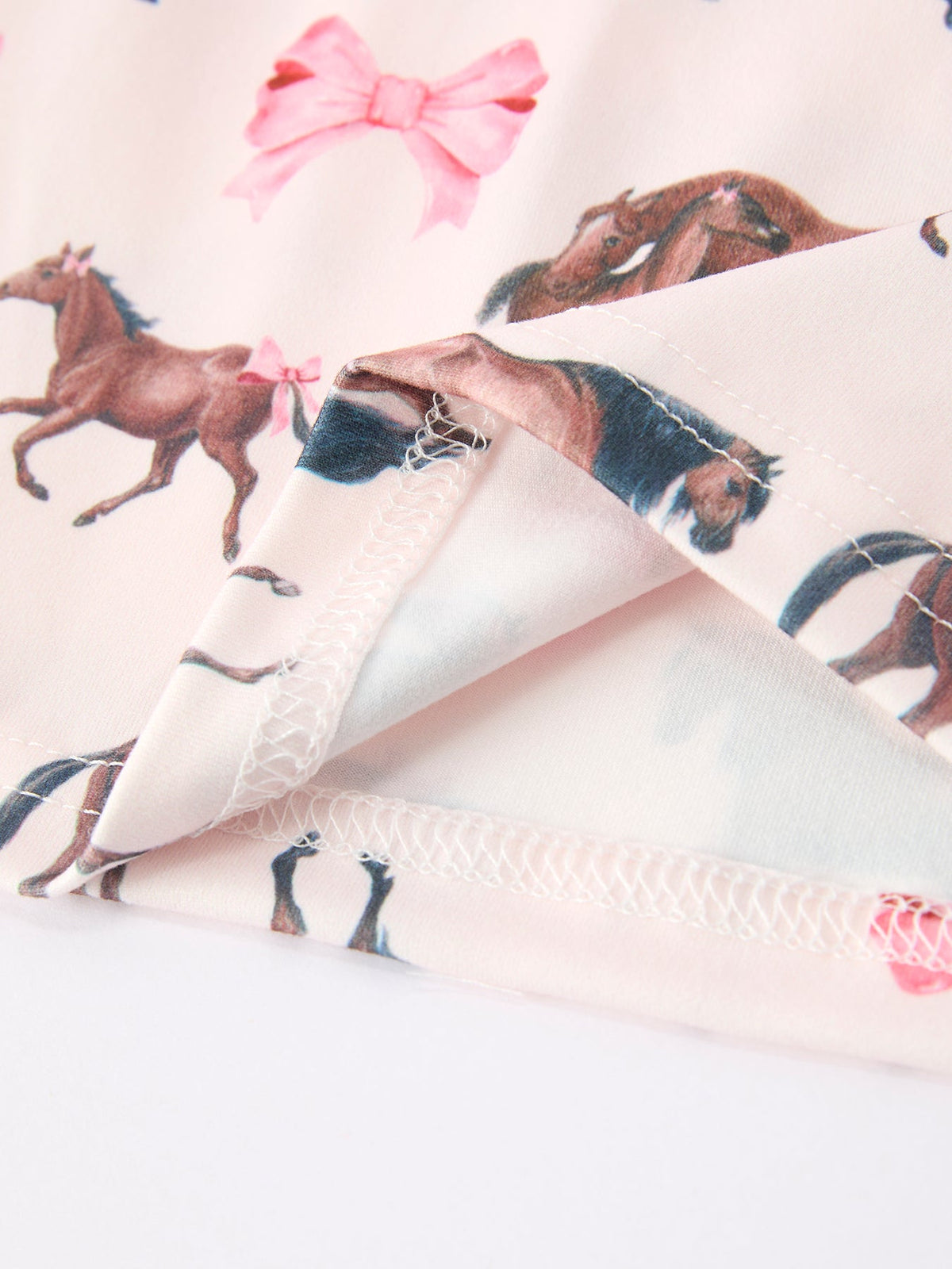 Girls Western Horse & Bow Pajama Set