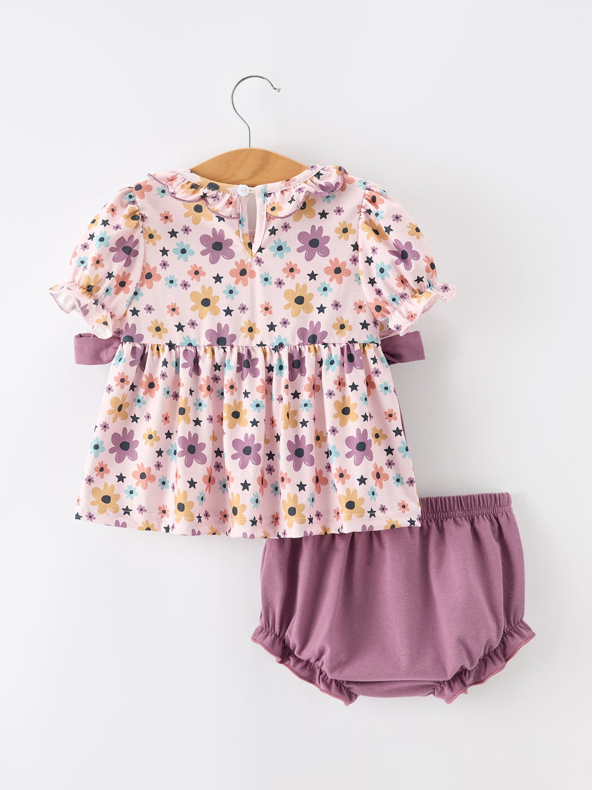 Girls Pumpkin Floral Bloomer Set